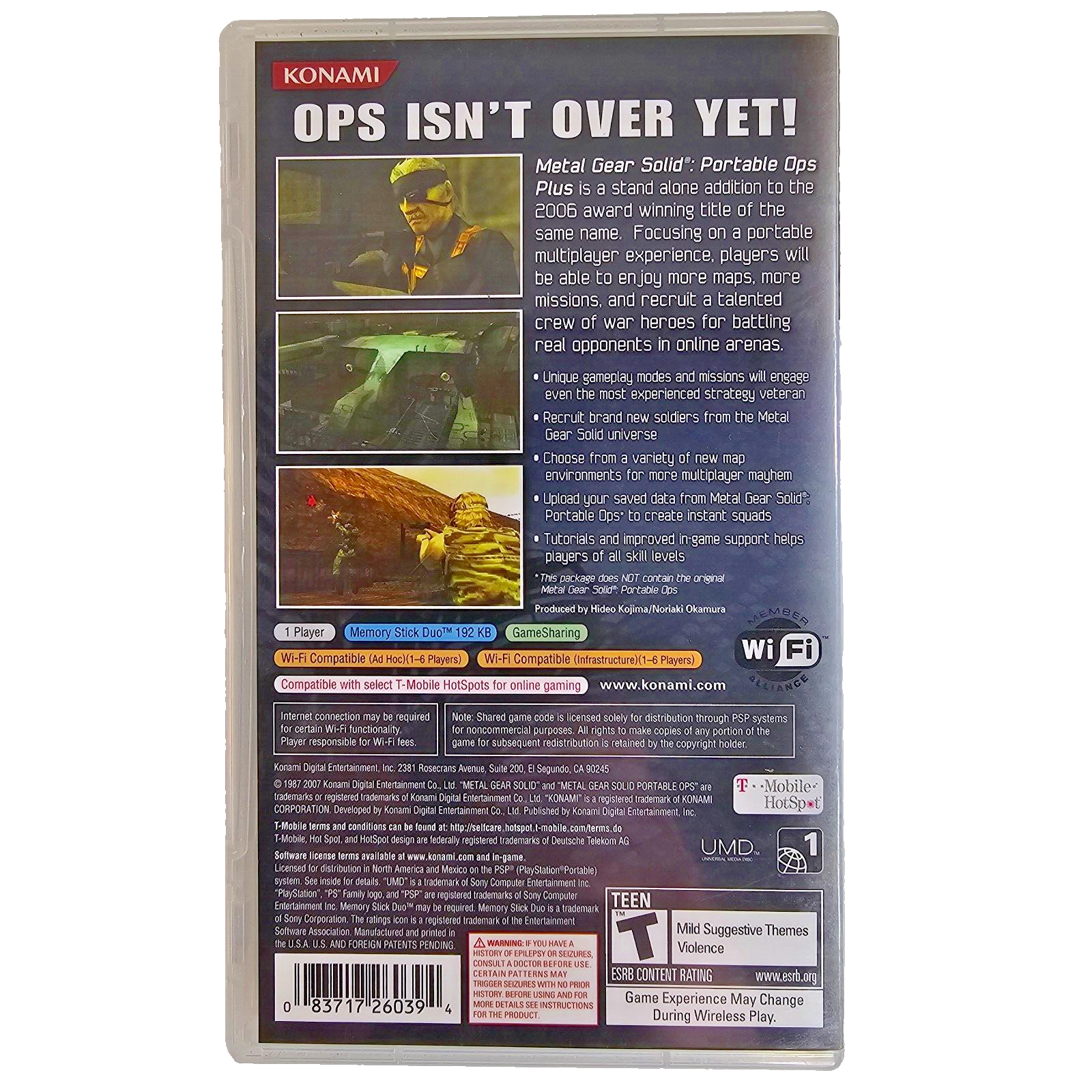 Metal Gear Solid: Portable Ops Plus (Sony PSP, 2007) Game Case Manual - Tested