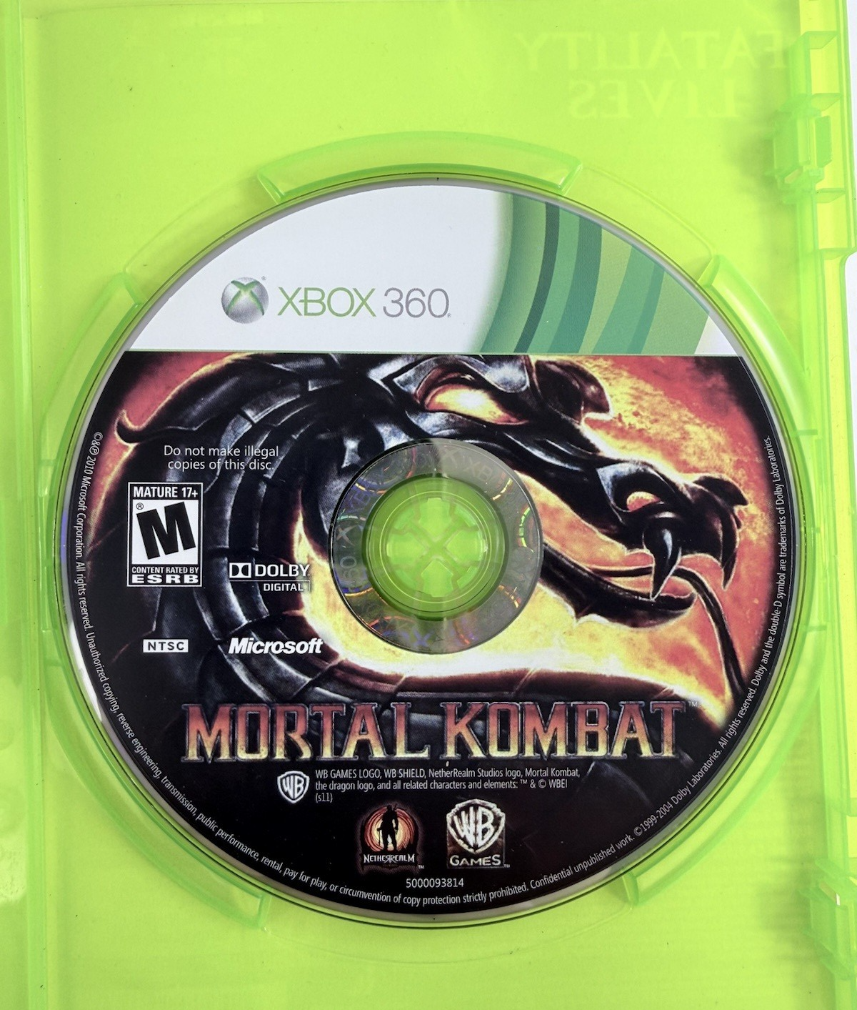 Mortal Kombat (Microsoft Xbox 360, 2010) Game Case Manual Inserts Code - Tested