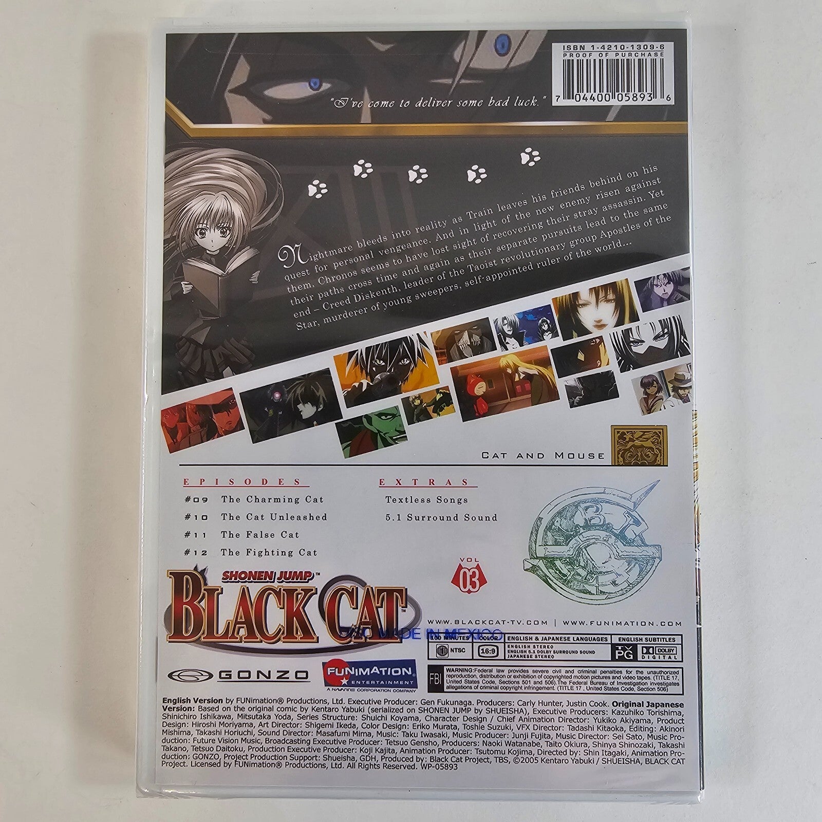 Shonen Jump Black Cat - Vol. 3: Cat and Mouse (DVD, 2007) NEW