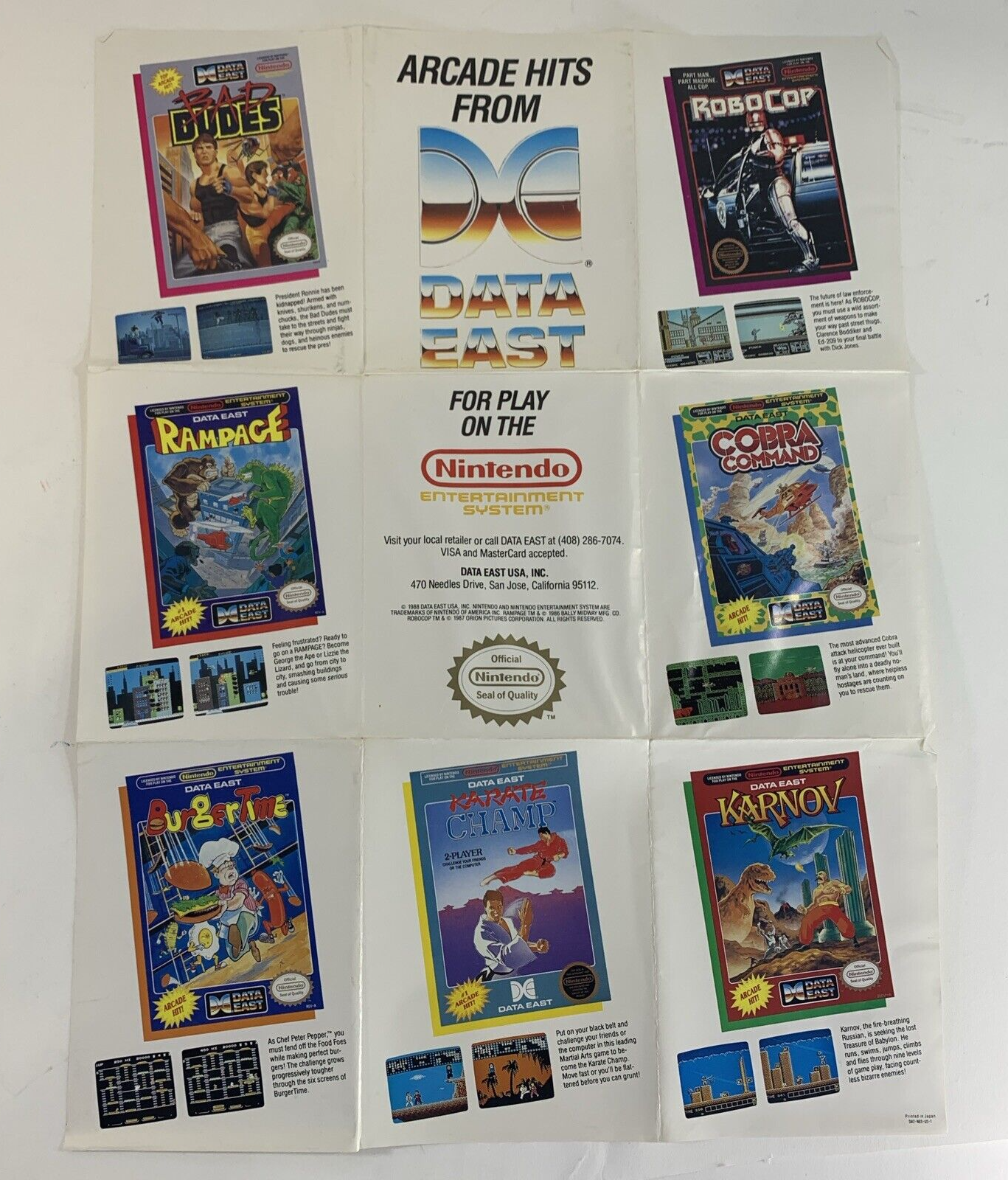 Bad Dudes (Nintendo Entertainment System, 1990) Game Box Manual Poster - Tested