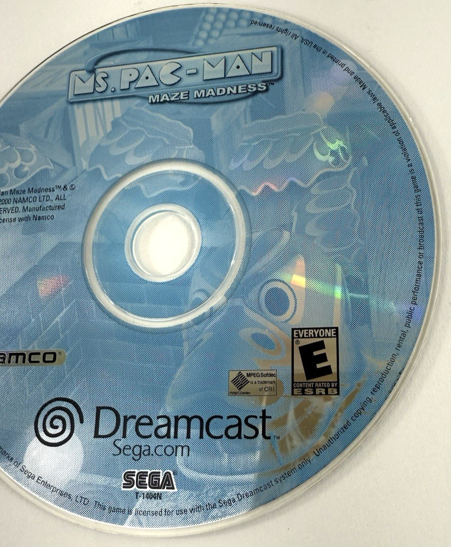 Ms. Pac-Man: Maze Madness (Sega Dreamcast, 2000) Game Disc - Tested and Working