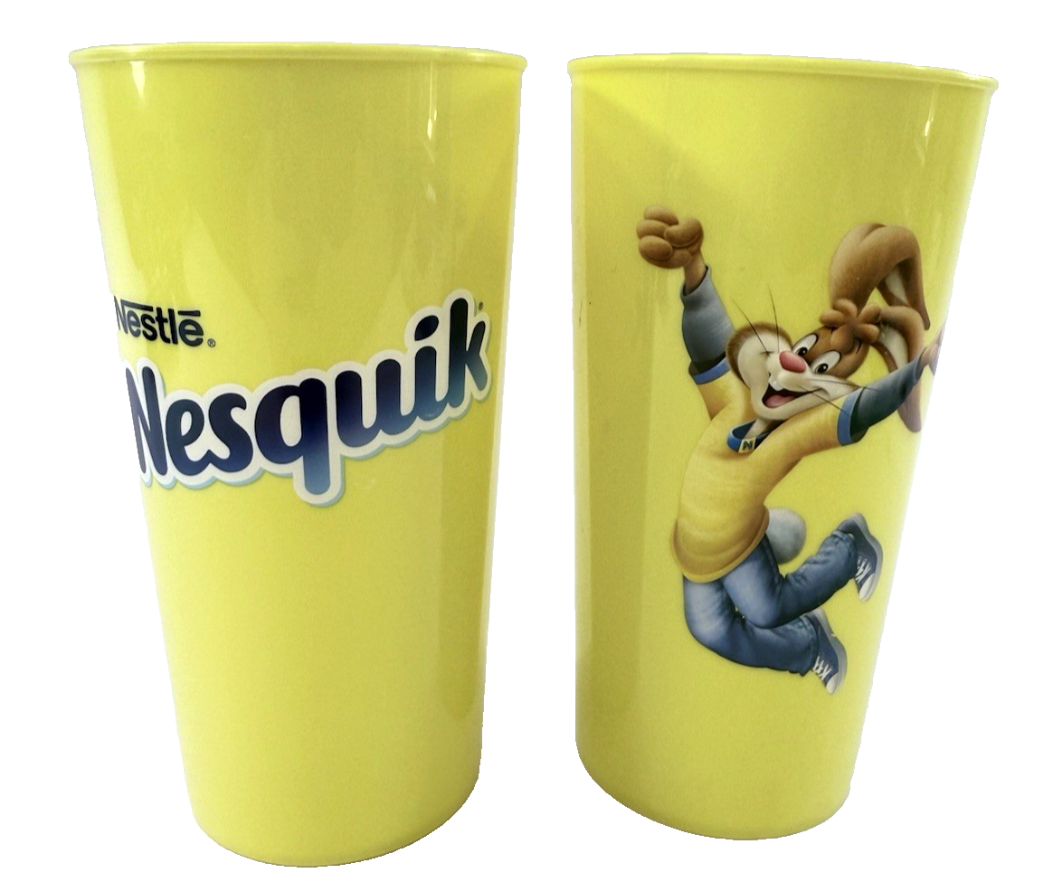 Nestle Nesquik Quicky Bunny 6.5” Collectible Yellow Cup Set (2) - Handwash Only