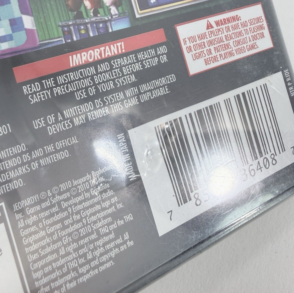 Jeopardy (Nintendo DS, 2010) New, Factory Sealed Alex Trebek Quiz Game