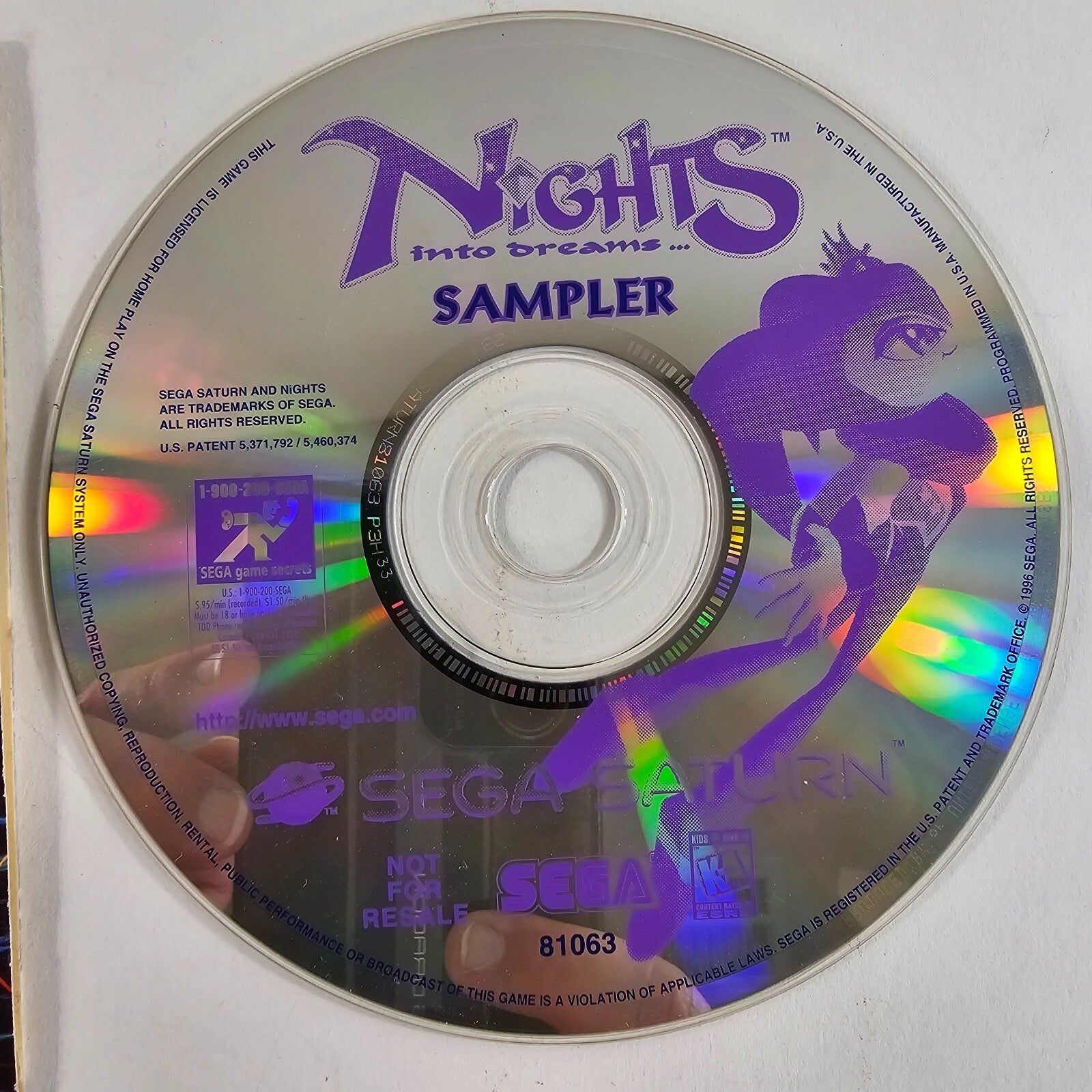 Nights Into Dreams Sampler (Sega Saturn, 1996) Exclusive Promo Disc