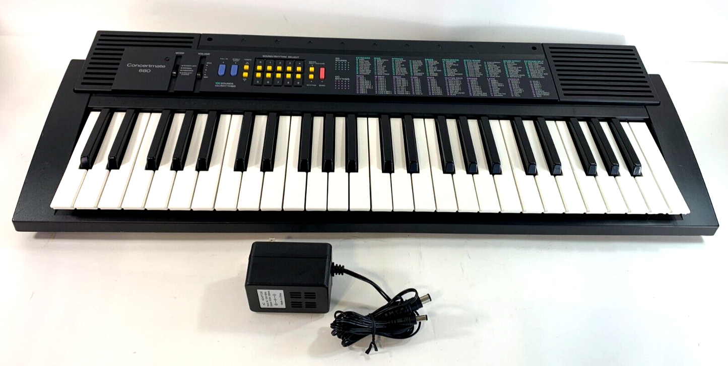 Radio Shack Concertmate 680 49 Key Electronic Keyboard with AC Adapter - Tested