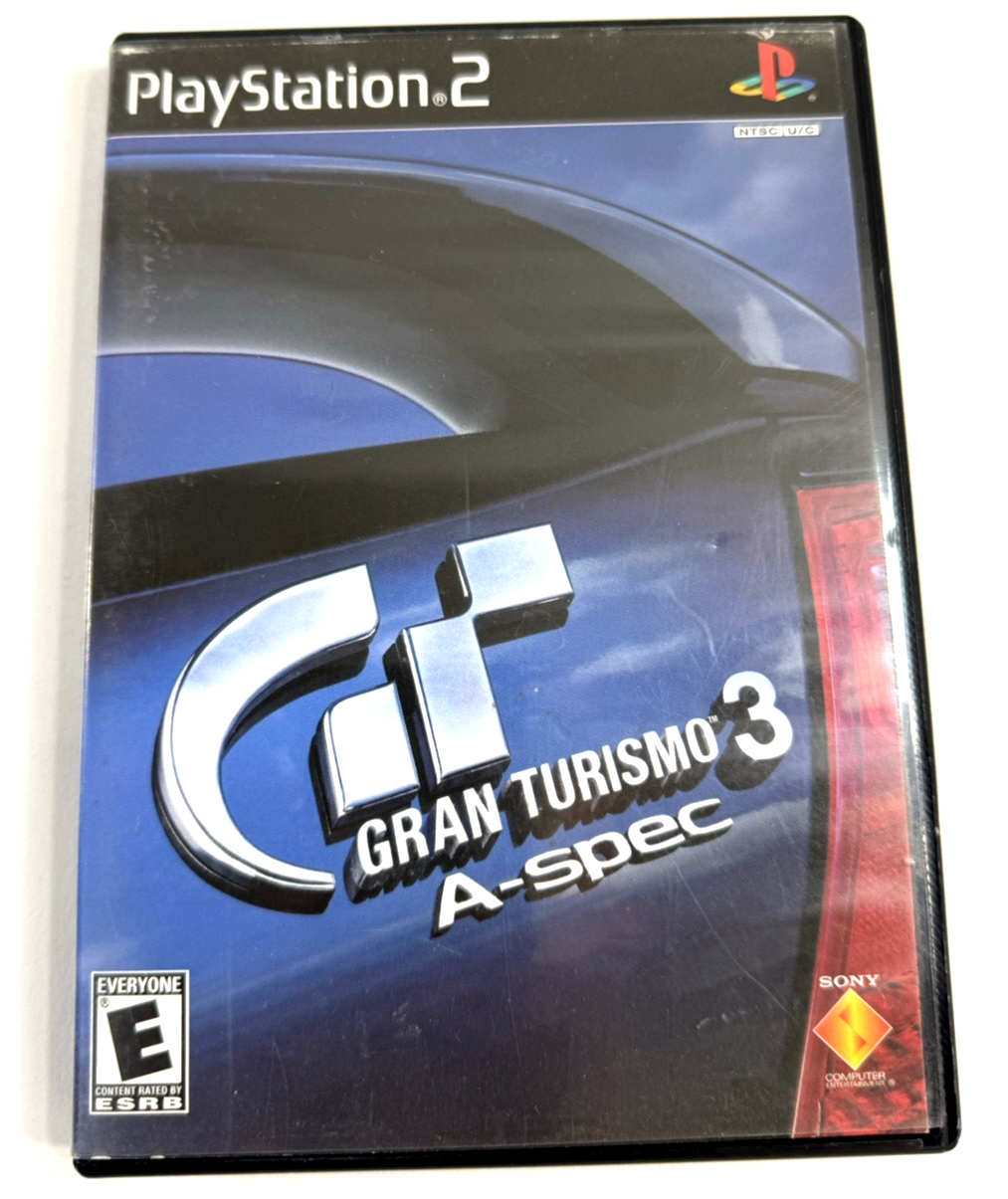 Gran Turismo 3 A-spec (PlayStation 2, 2001) Black Label Game Case Manual -Tested