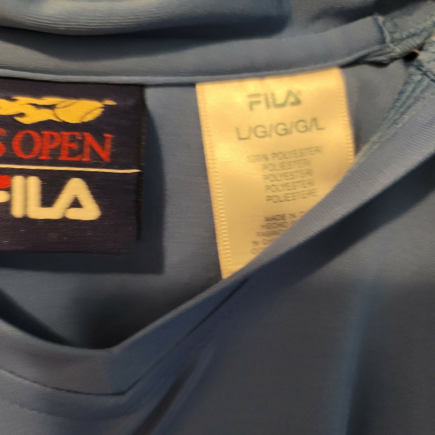 FILA US Open 2003 Polo Women's Large Blue Vintage Shirt Excellent 