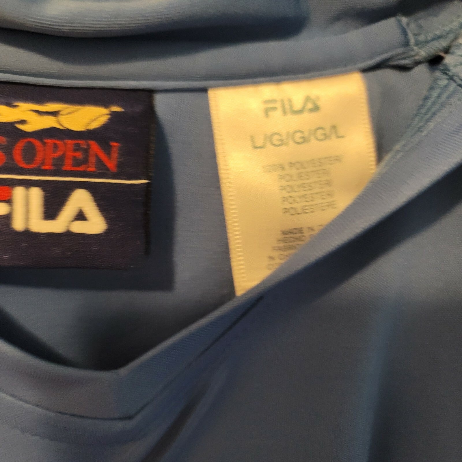 FILA US Open 2003 Polo Women's Large Blue Vintage Shirt Excellent 