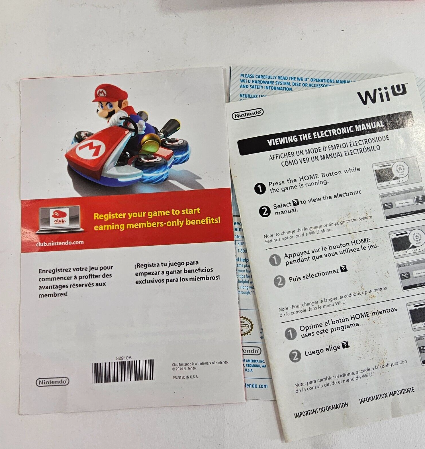 Mario Kart 8 (Nintendo Wii U, 2014) Game Case Manual Inserts - Tested