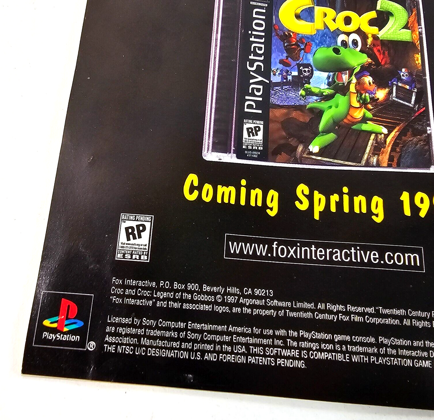 Croc: Legend of the Gobbos (PlayStation 1, 1998) Game Case Manual Registration