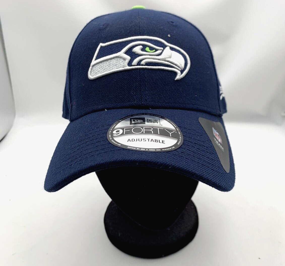 Seattle Seahawks New Era 9FORTY NFL Adjustable Strap Back Cap/Hat Navy NEW