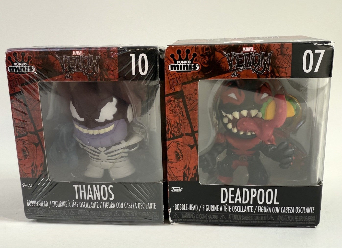 Funko Minis Marvel Venom #10 Venomized Thanos #07 Deadpool Bobblehead Figures