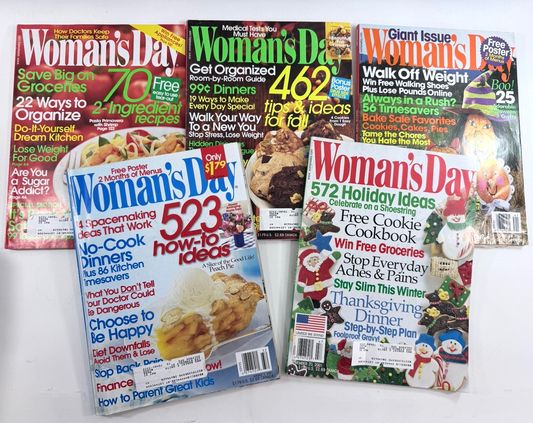 Woman’s Day Magazine (2001, Set Of 5) Recipes, Holiday Ideas, Special Inserts