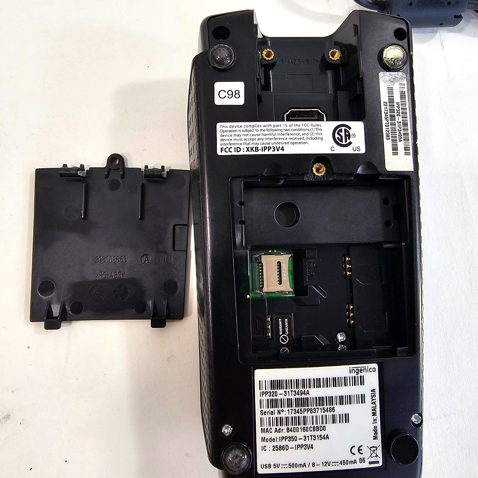 Ingenico iPP320 Payment Terminal with Power Supply and Connector Cable - Tested