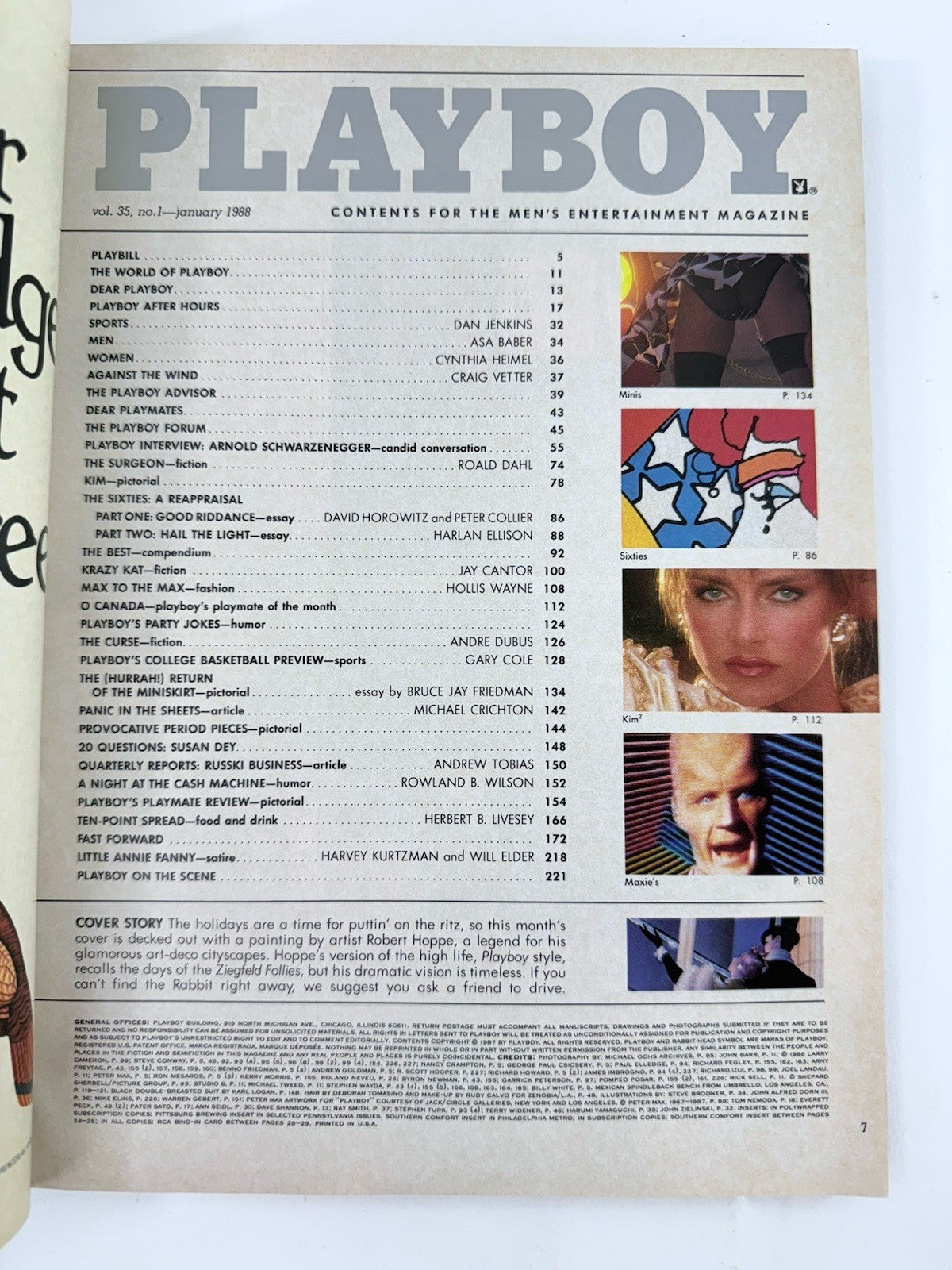 Playboy 1988 Vintage Issues Jan, Mar, Apr, May, Jun, Aug (6) - with Centerfolds