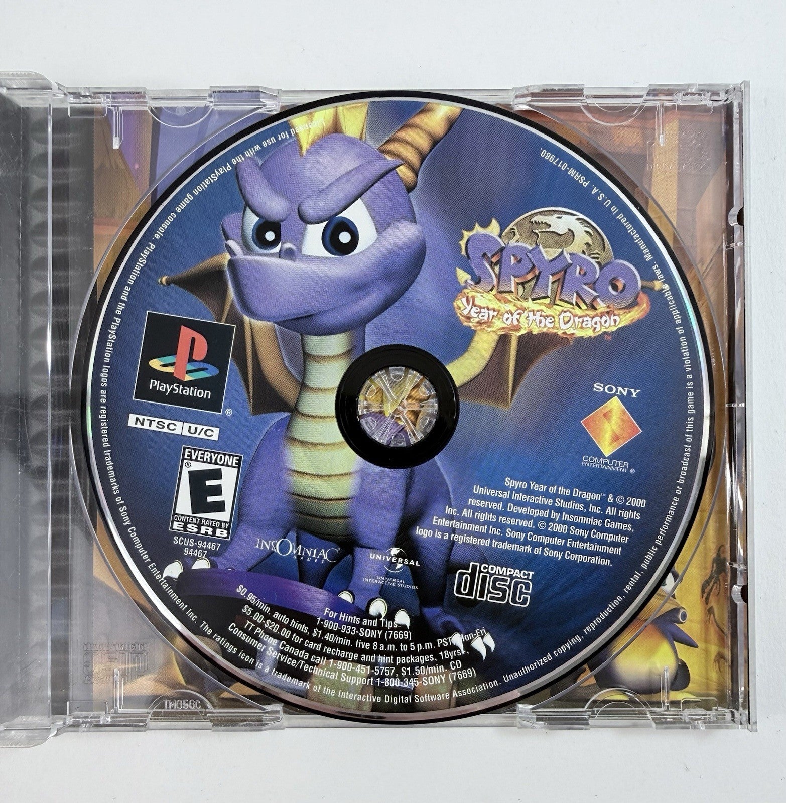 Spyro: Year of the Dragon (PlayStation, 2000) Game Case Manual Limited 3D Insert