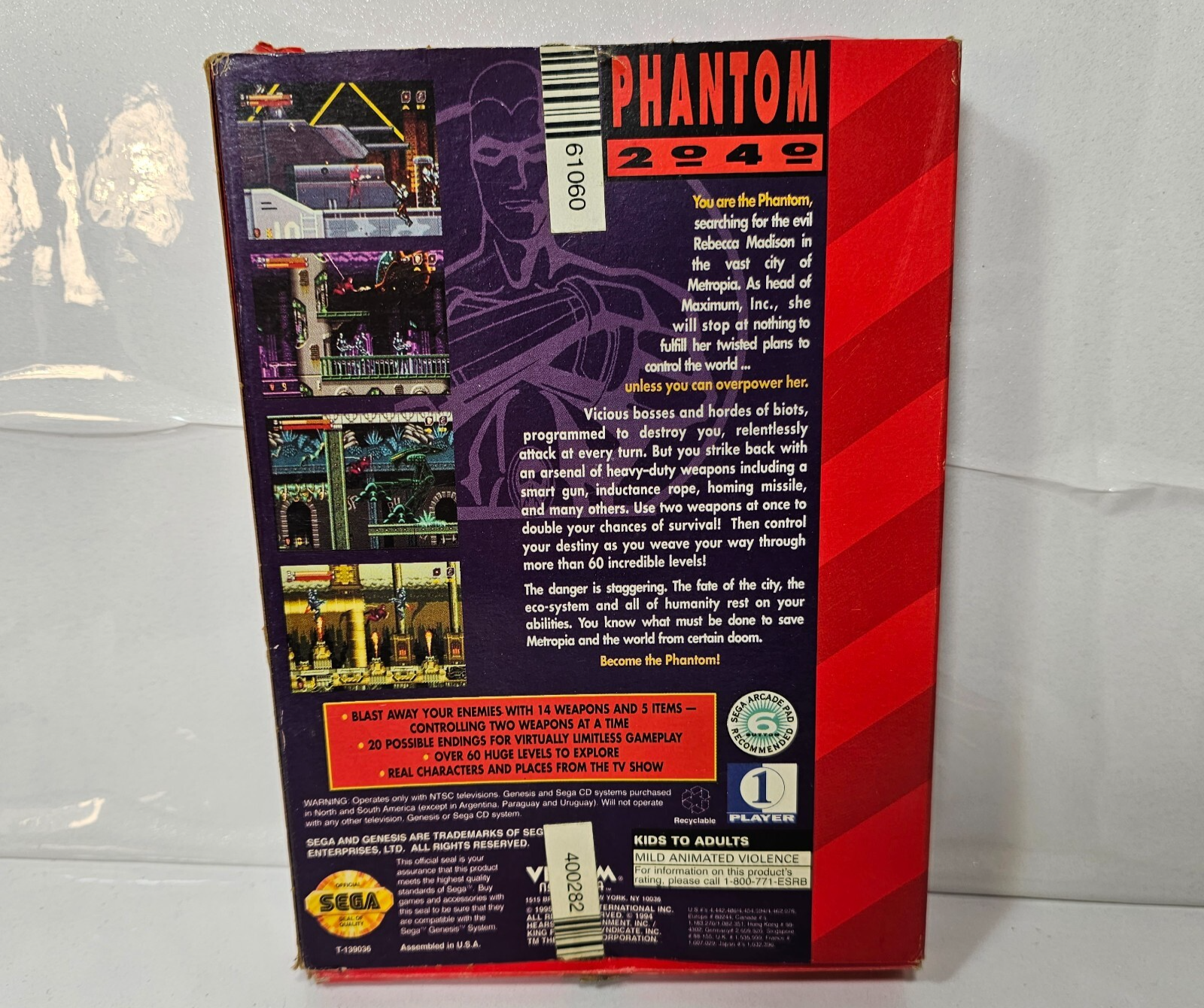 Phantom 2040 (Sega Genesis, 1995) Game, Box, Manual - Tested and Working