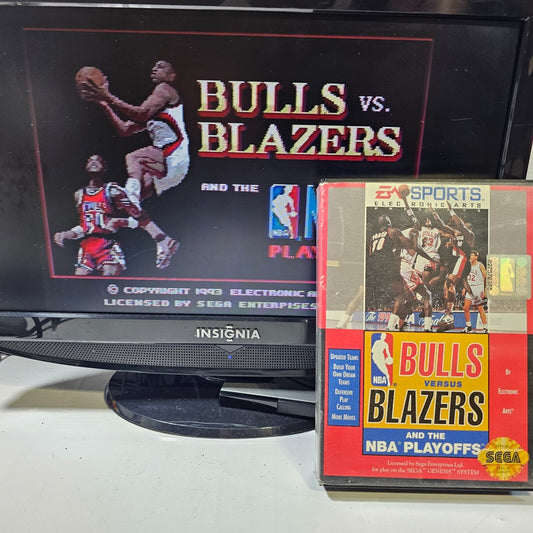 Bulls vs. Blazers and the NBA Playoffs (Sega Genesis, 1993) Game & Case - Tested
