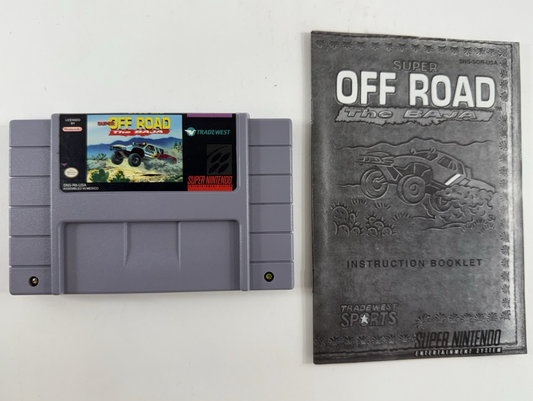 Super Off Road: The Baja (Super Nintendo SNES, 1993) Game and Manual - Tested