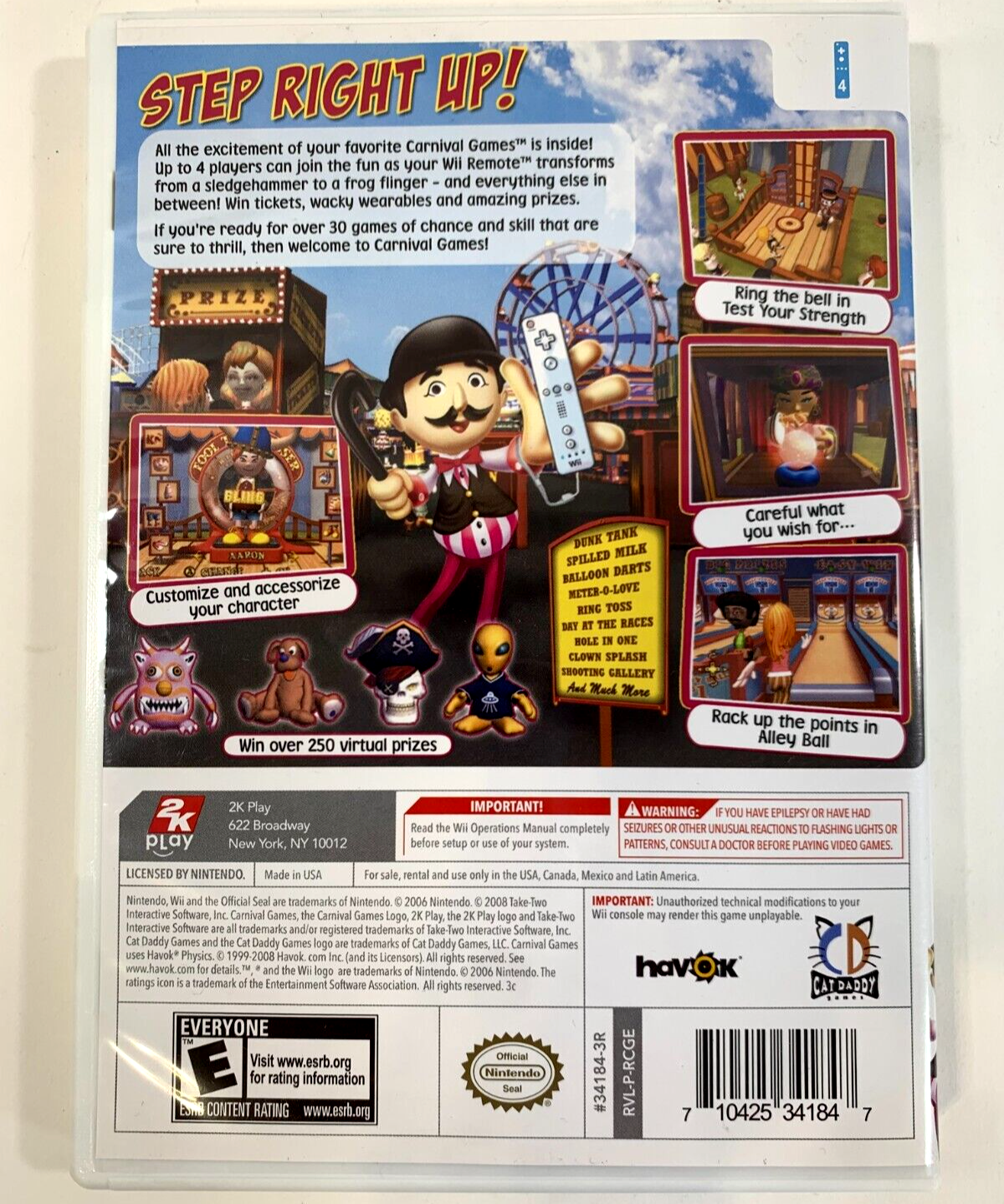 Carnival Games (Nintendo Wii, 2007) Game Case Manual Insert - Tested