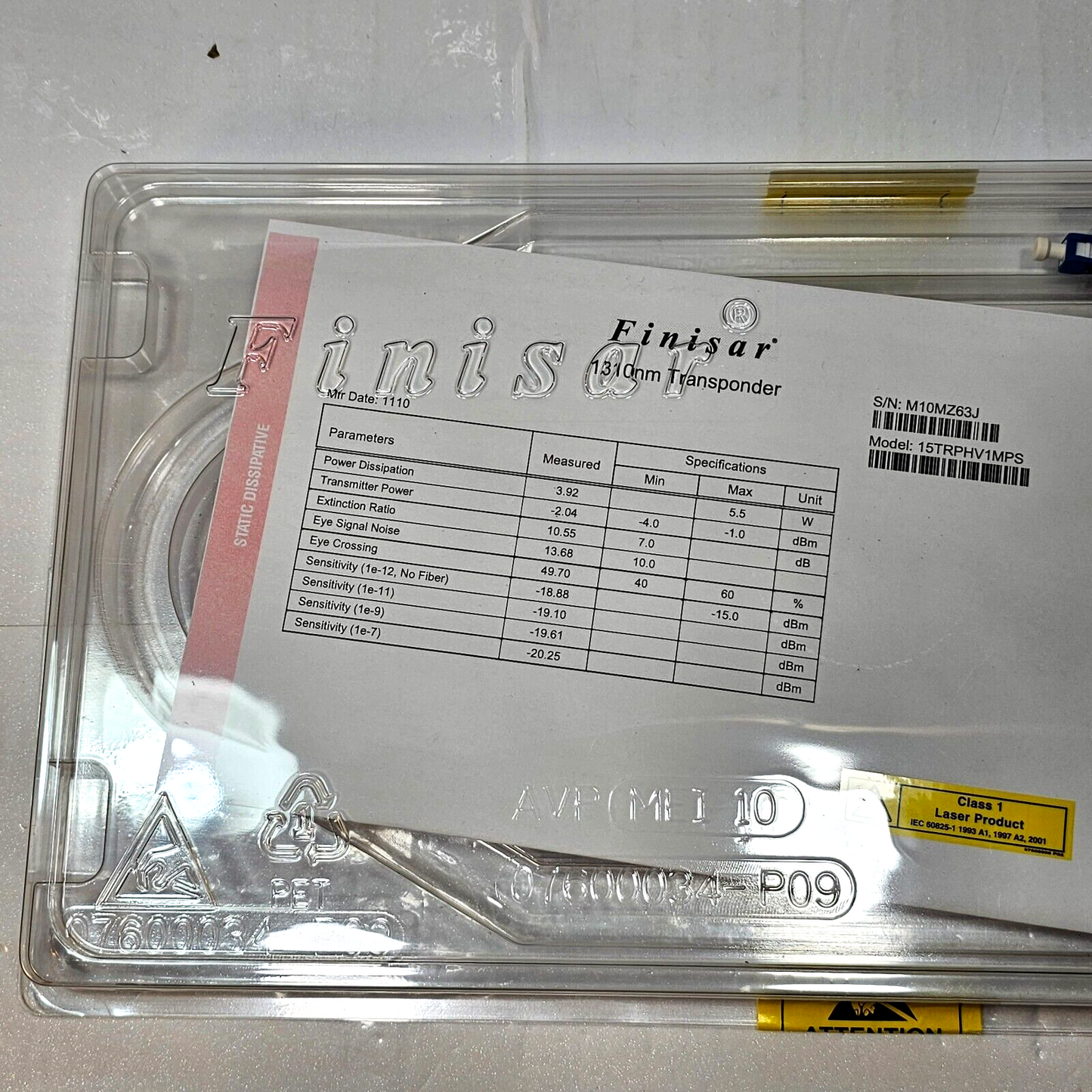 Finisar 1310nm Fiber Optic Transponder 15TRPHV1MPS - New/Sealed