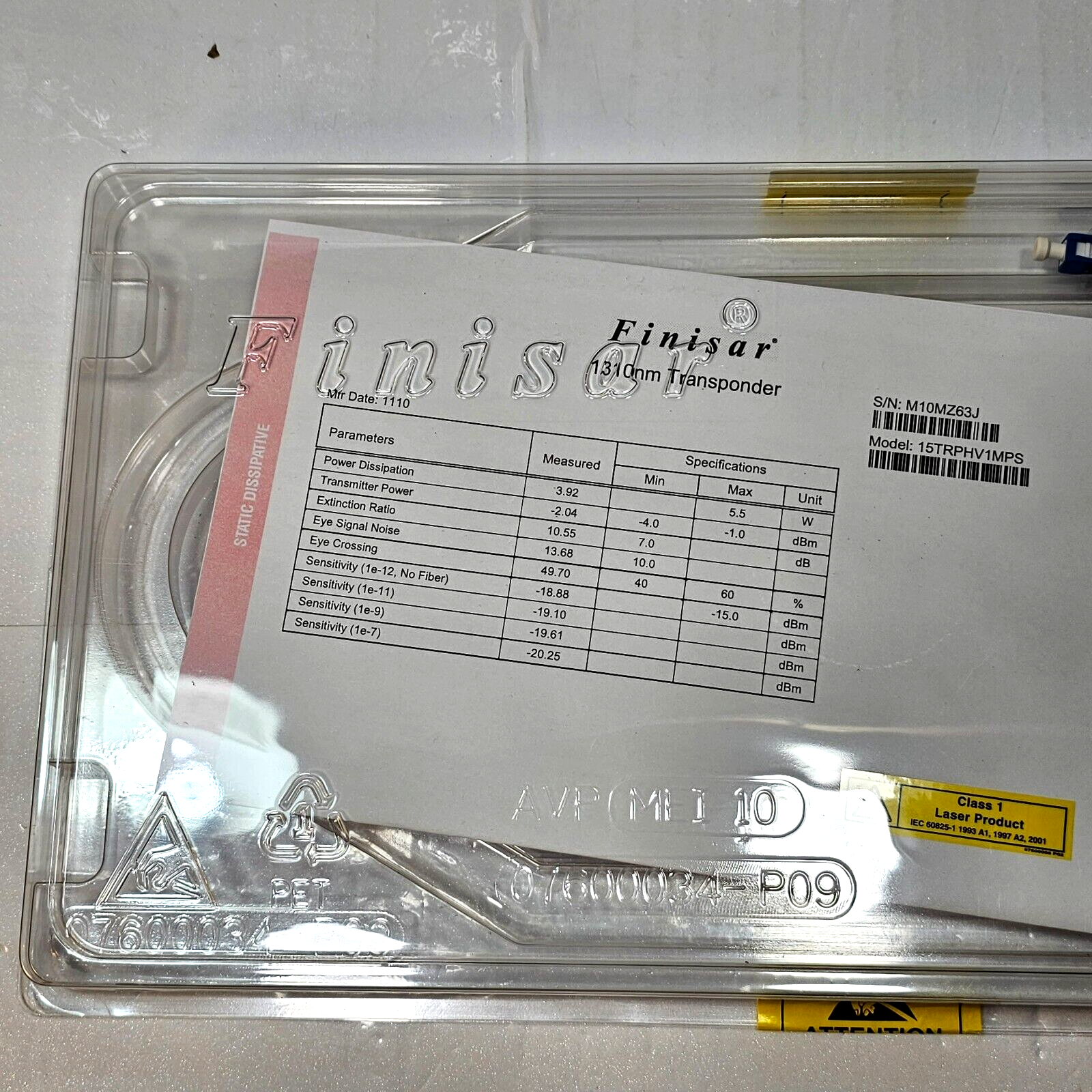 Finisar 1310nm Fiber Optic Transponder 15TRPHV1MPS - New/Sealed