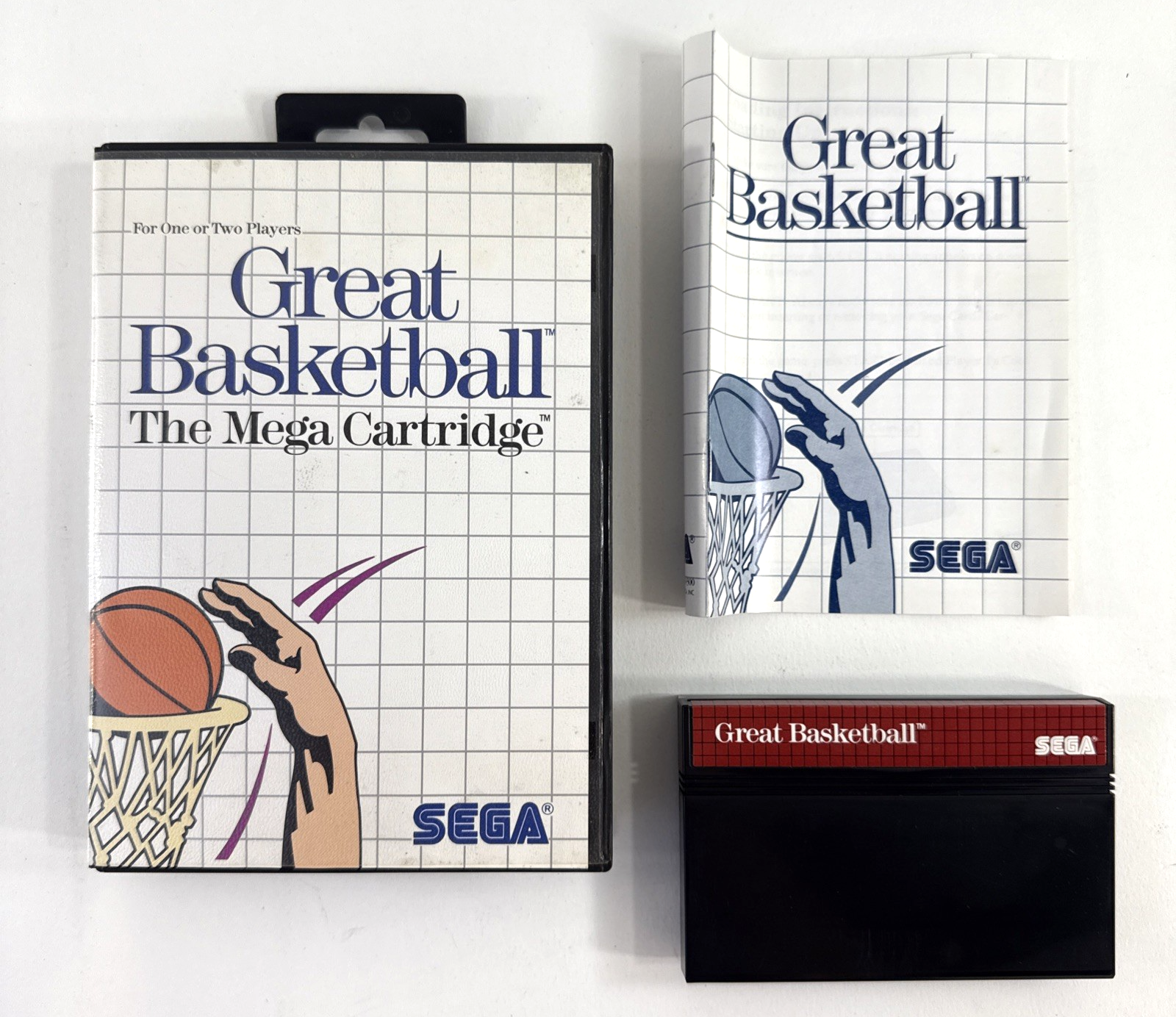 Great Baskeball (Sega Master System, 1987) Game Case Manual - Tested and Working