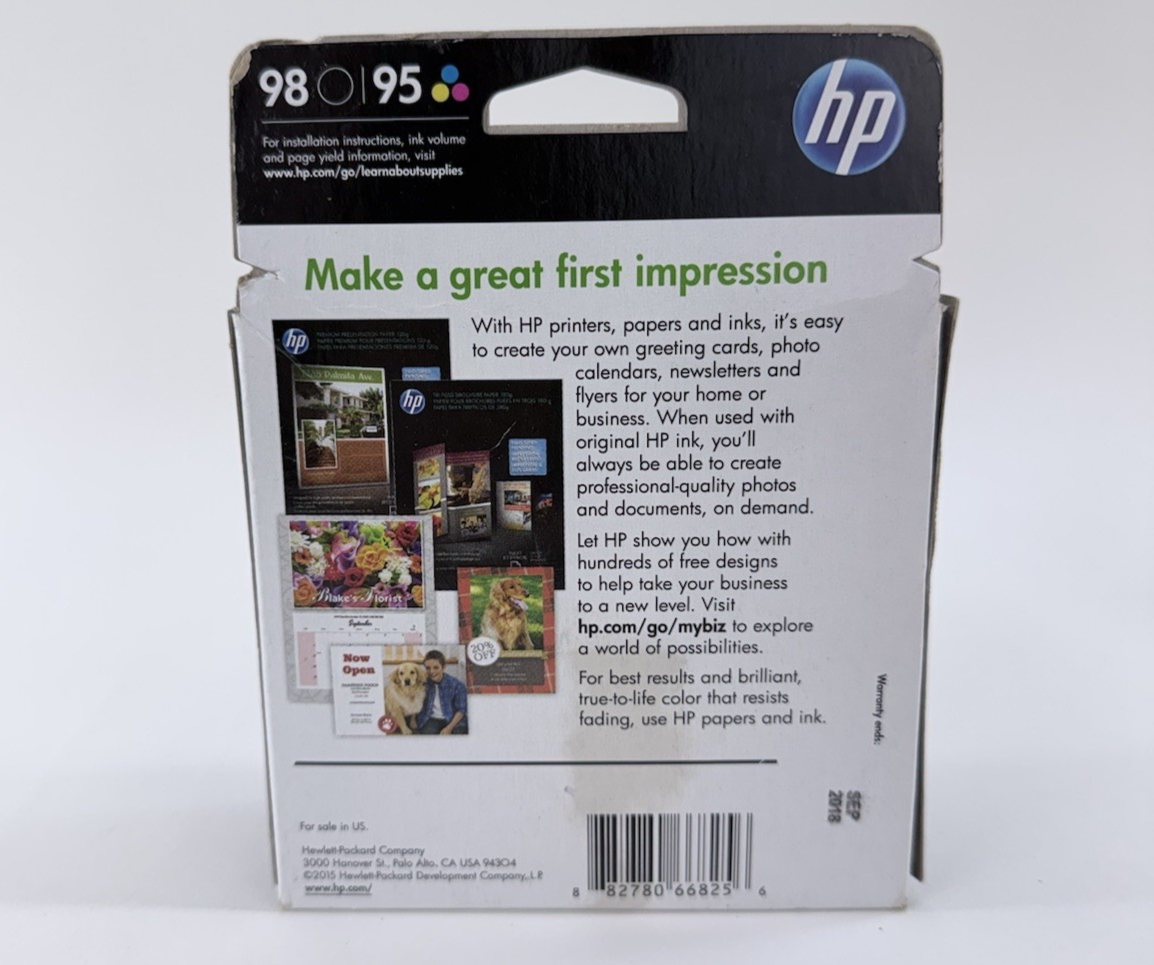 HP 95 + 98 Combo Pack Tri-Color/Black Ink Cartridge - Exp. Sept 2018 - New