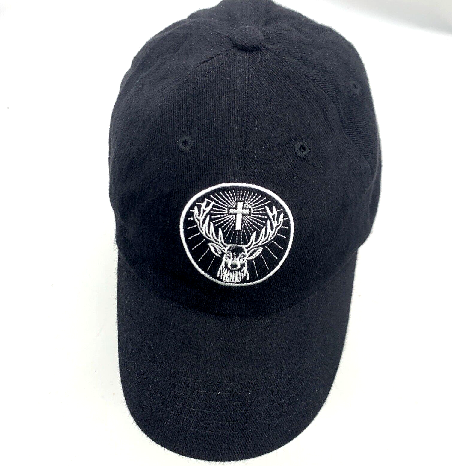 Jägermeister Size M-L "Shots Happen" Fitted Black Baseball Cap Hat with Logo