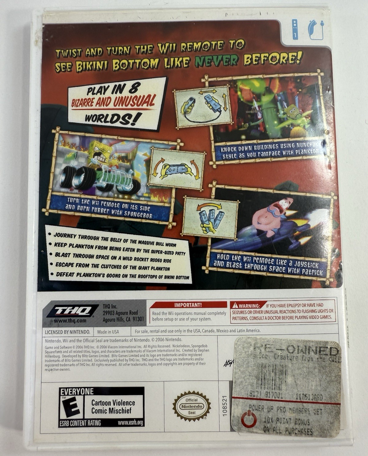 SpongeBob SquarePants: Creature from the Krusty Krab (Nintendo Wii, 2006) Tested