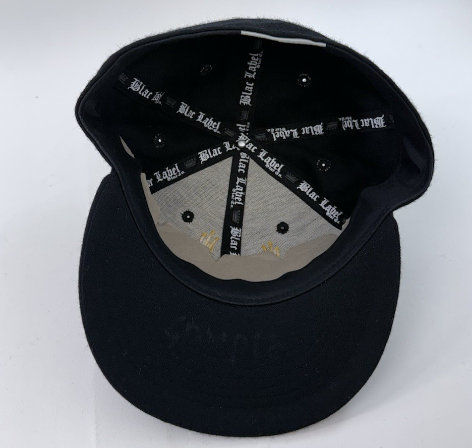 Blac Label Premium Skull Eagle 7 3/8 Black Embroidered Streetwear Fitted Cap