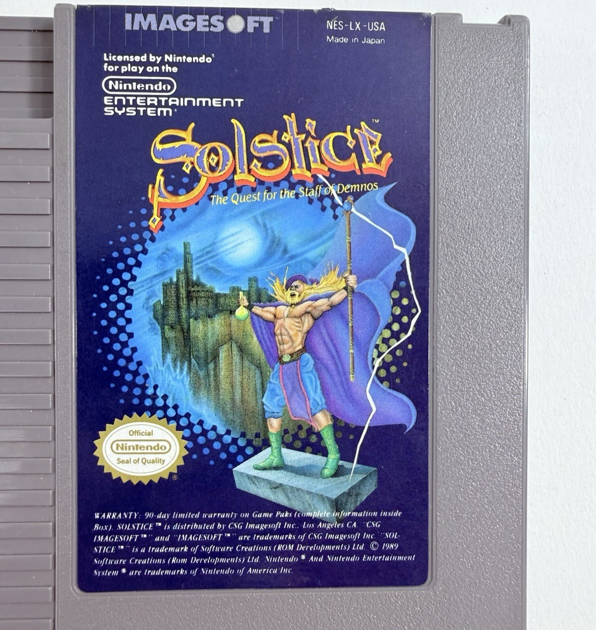 Solstice: The Quest for the Staff of Demnos (Nintendo NES, 1990) Game and Manual