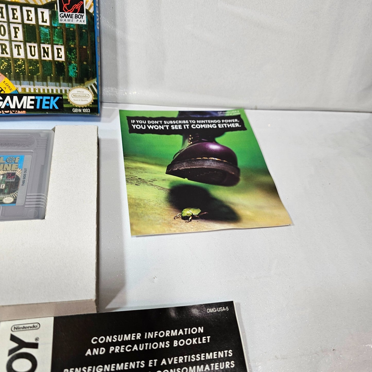 Wheel of Fortune (Nintendo Gameboy, 1990) CIB Game Box Manual Inserts