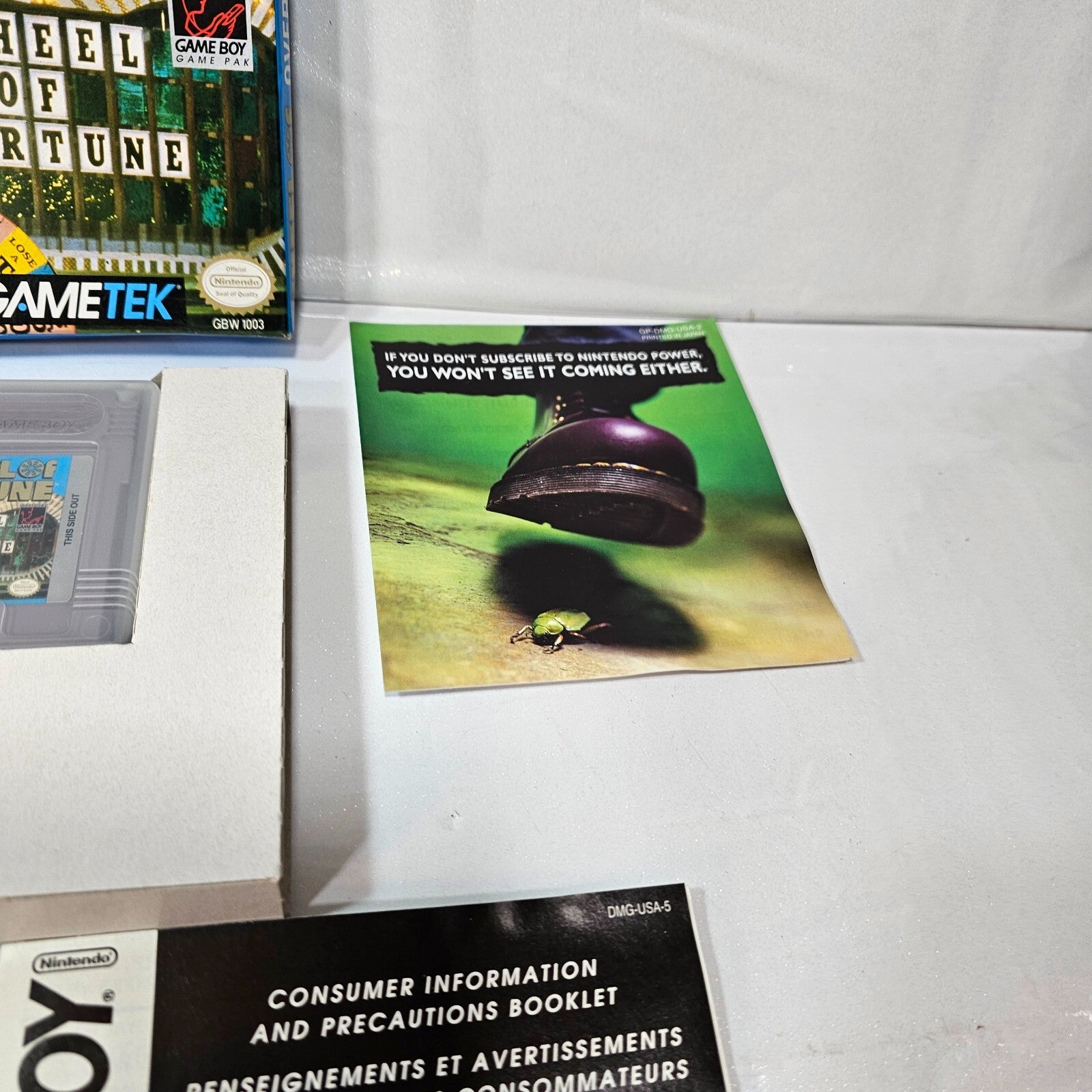 Wheel of Fortune (Nintendo Gameboy, 1990) CIB Game Box Manual Inserts