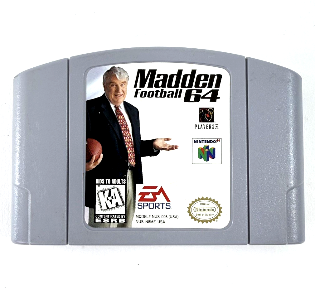 Madden Football 64 (Nintendo 64, 1997) Game Cartridge - Tested and Working