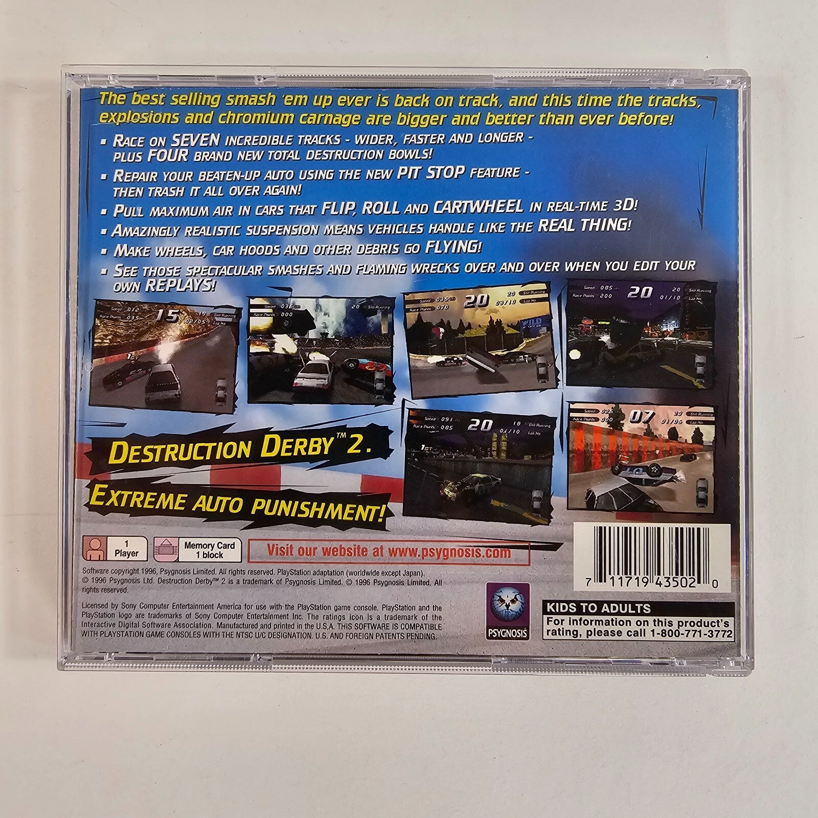 Destruction Derby 2 (Sony PlayStation, 1996) Game Case Manual Complete