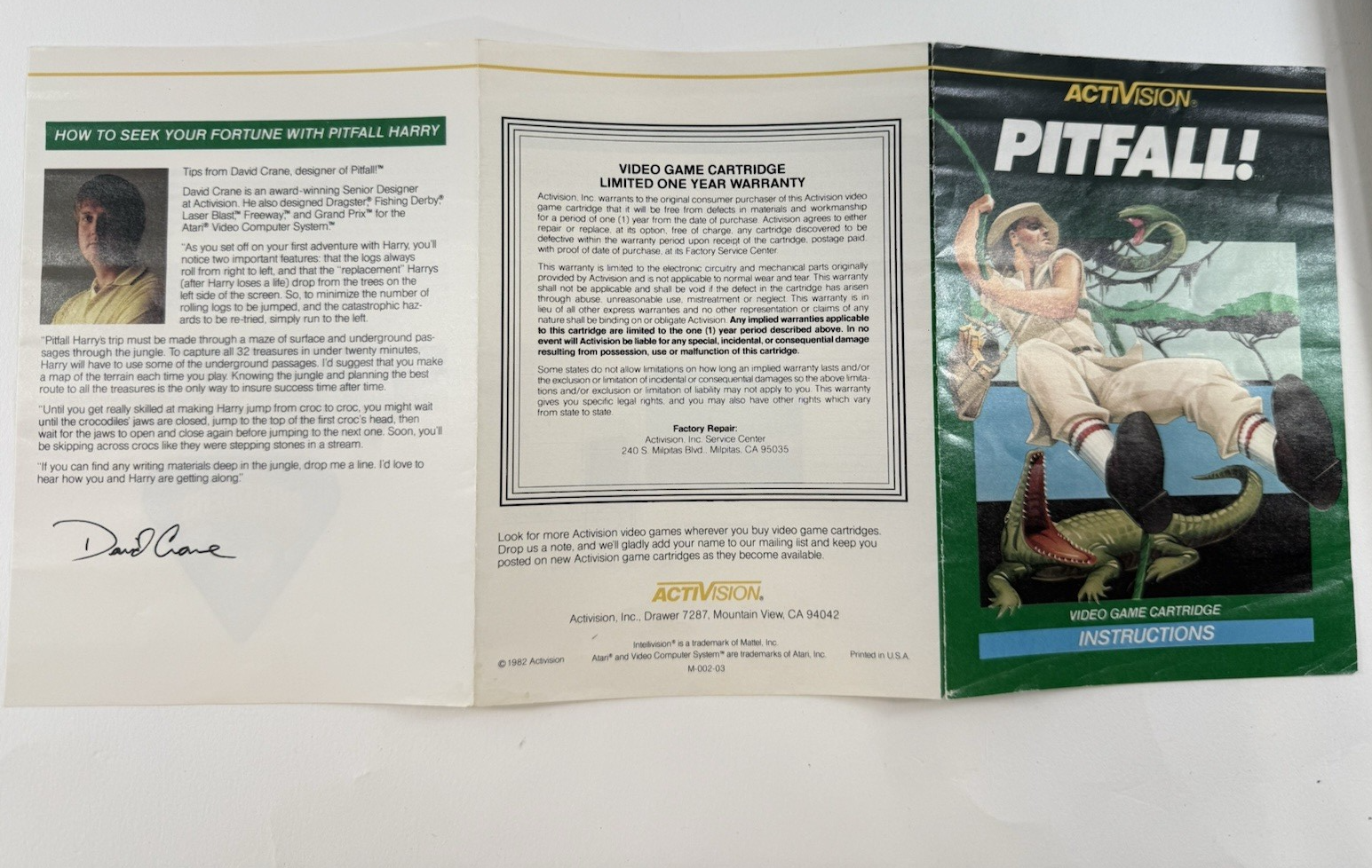 Pitfall (Intellivision, 1982) Game Box Manual Overlays - Tested And Working