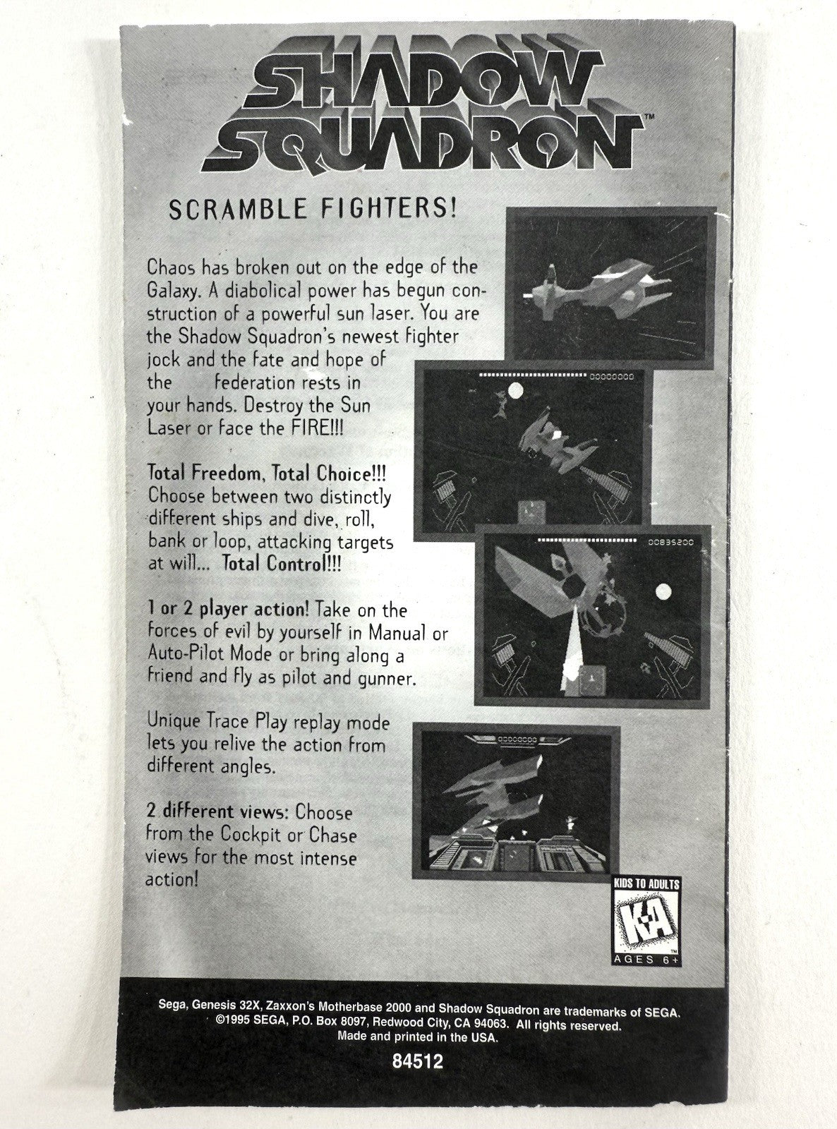 Zaxxon's Motherbase 2000 (Sega Genesis 32X, 1995) Instructional Manual 84512