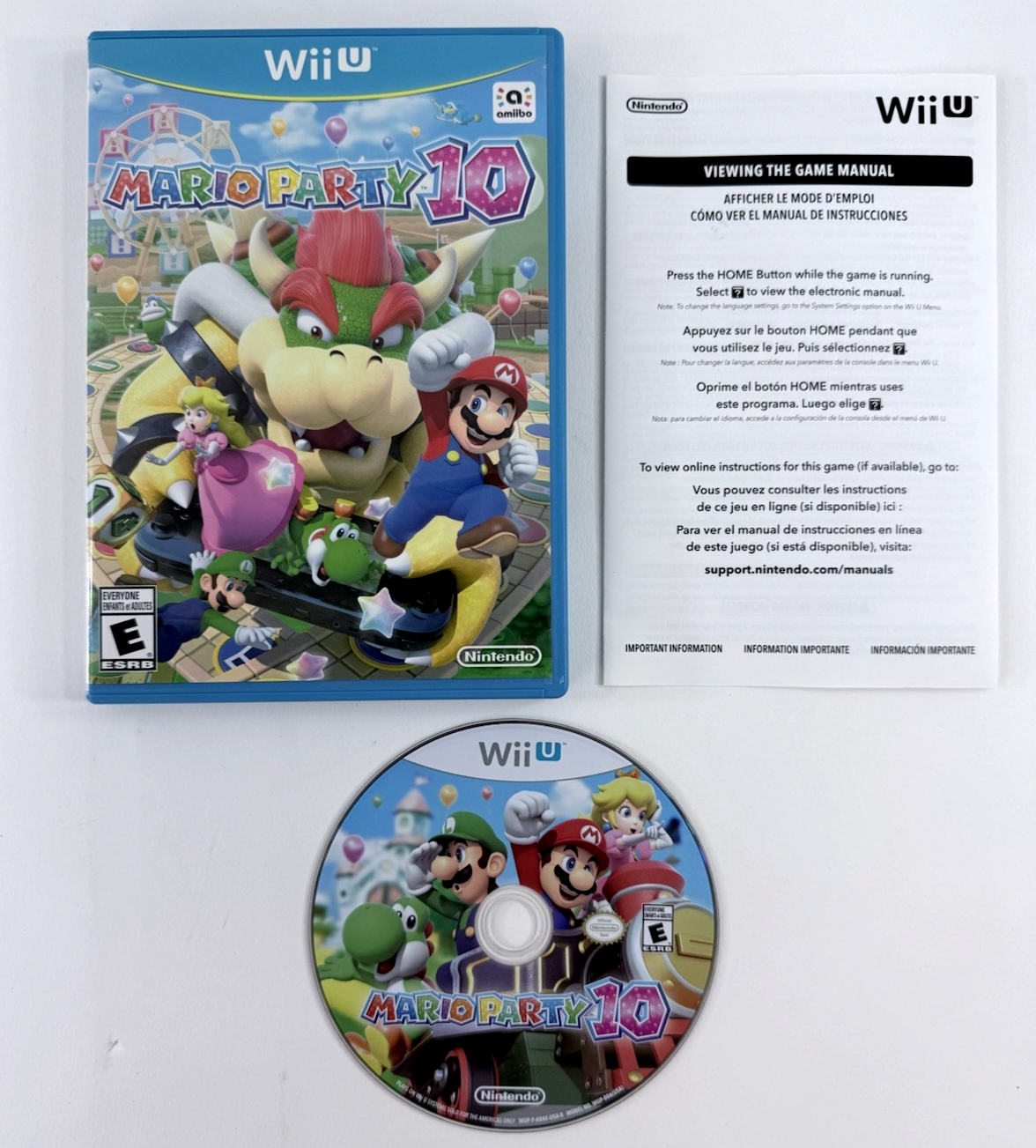 Mario Party 10 (Nintendo Wii U, 2015) Game Case Manual - Tested and Working