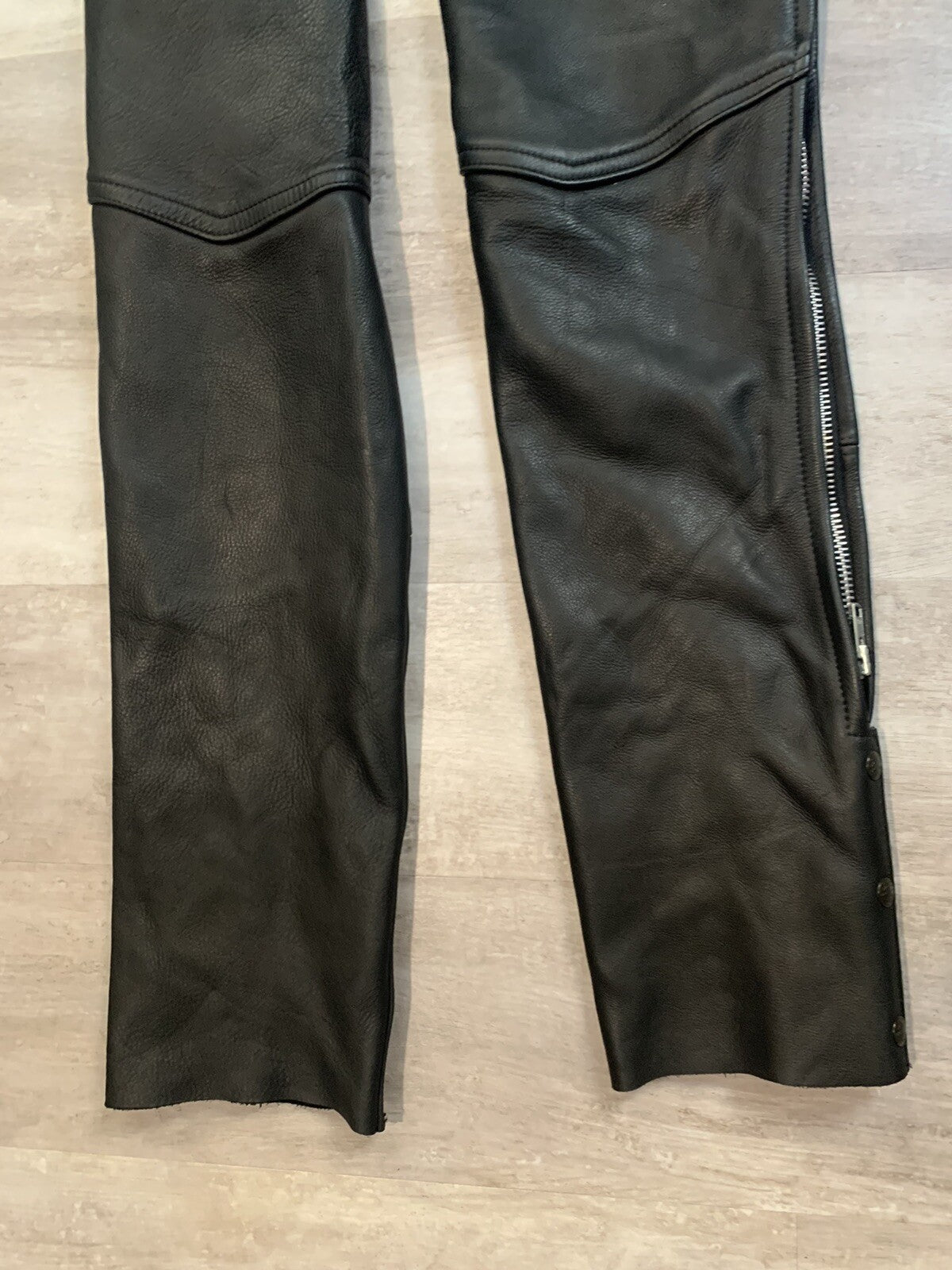 Genuine Leather Size Small Motorcycle Chaps - Made in USA - Unbranded