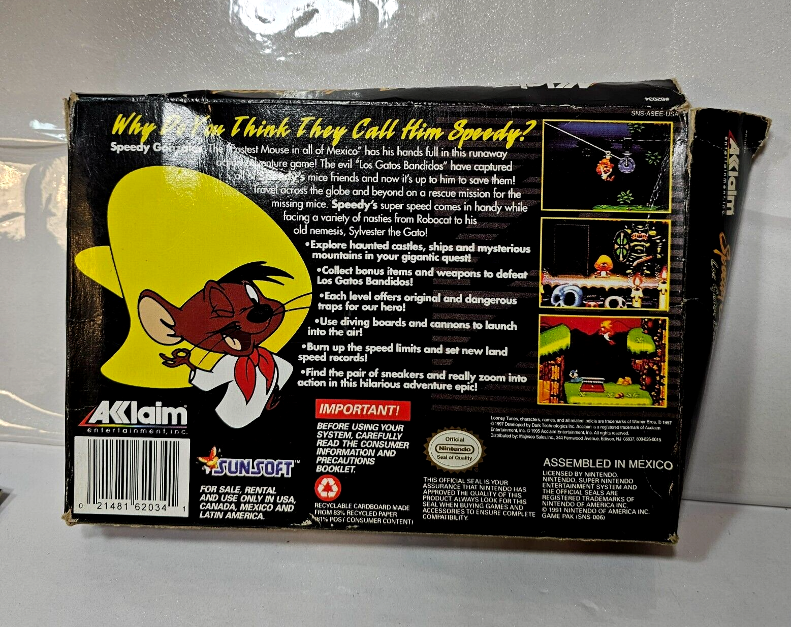 Speedy Gonzales: Los Gatos Bandidos (Nintendo SNES, 1997) Game Box Manual Insert