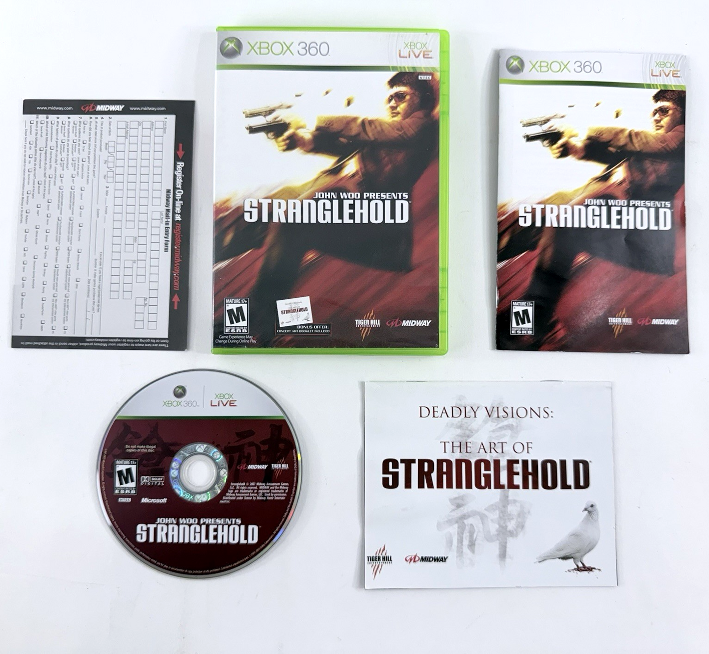 Stranglehold (Microsoft Xbox 360, 2007) Game Case Manual Art Book Registration