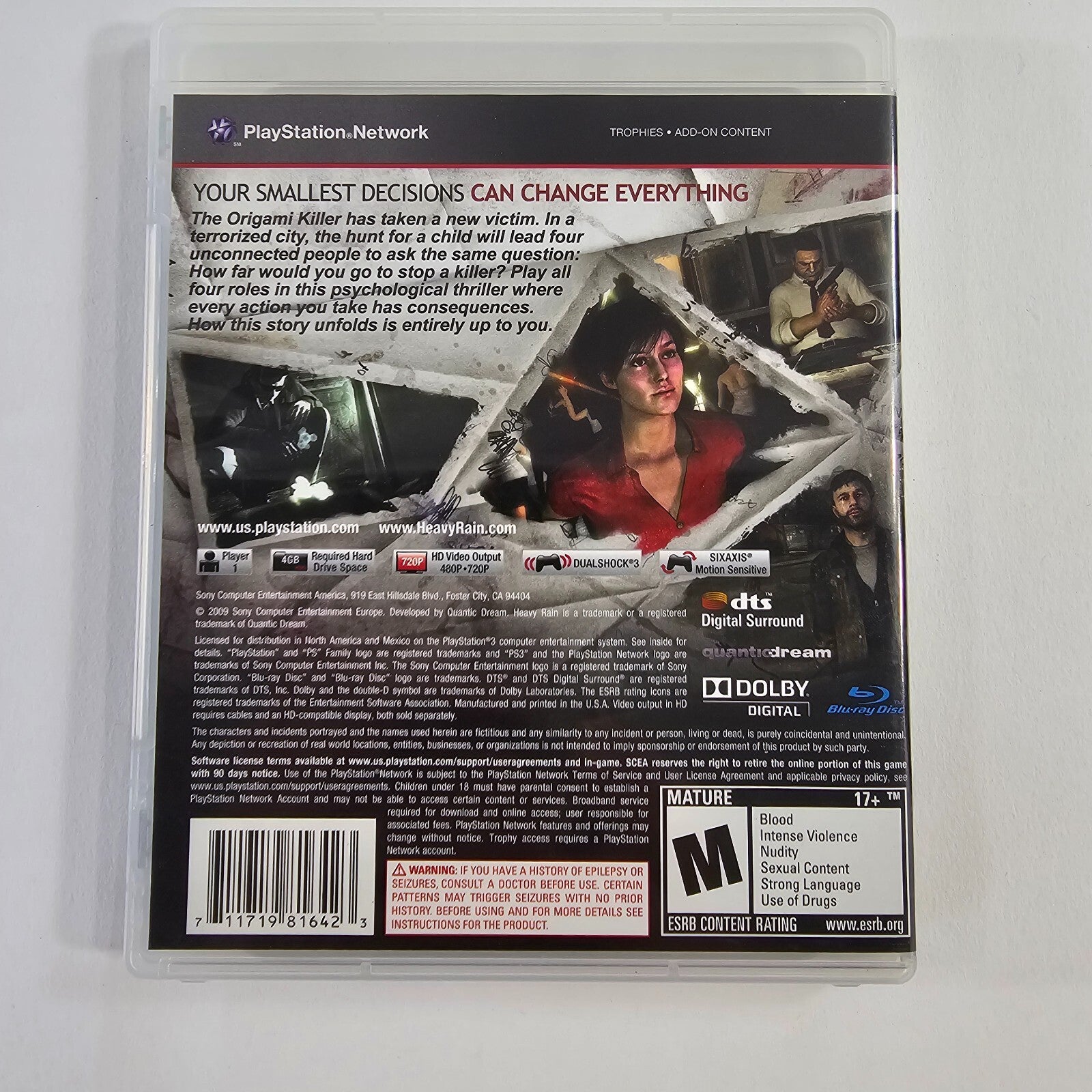 Heavy Rain (Sony PlayStation 3, 2010) Game Case Manual - Tested and Working