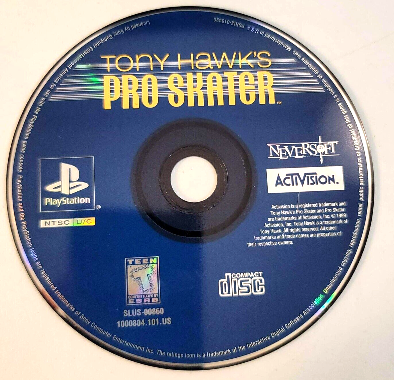 Tony Hawk's Pro Skater (Sony PlayStation, 1999) Game Disc - Tested and Working