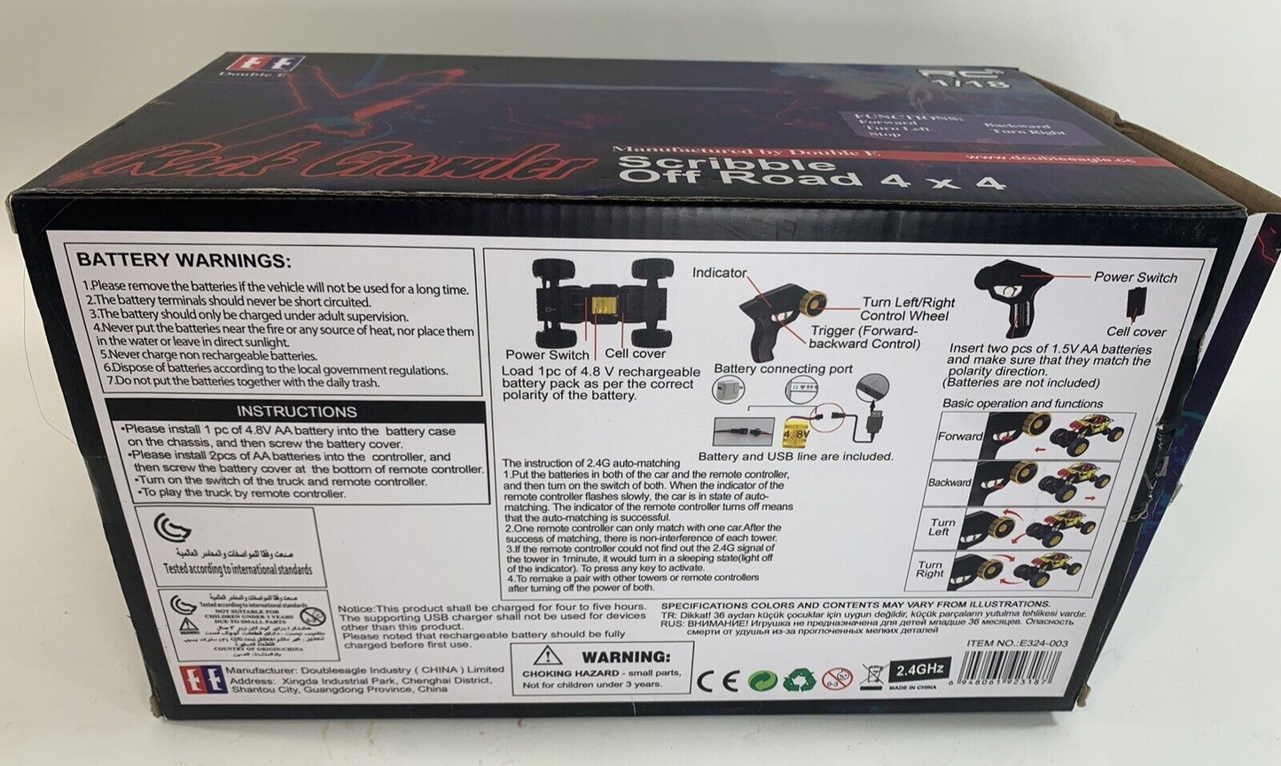 Double E Rockcrawler RC Control 1/18 Scribble Off Road 4x4 Remote - Tested