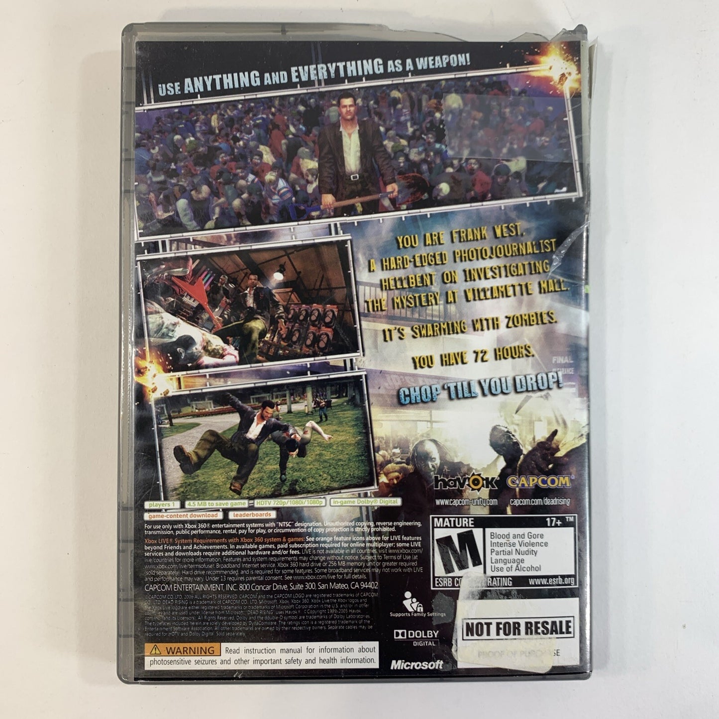 Dead Rising - Platinum Hits (Microsoft Xbox 360, 2006) Game Case Manual Complete