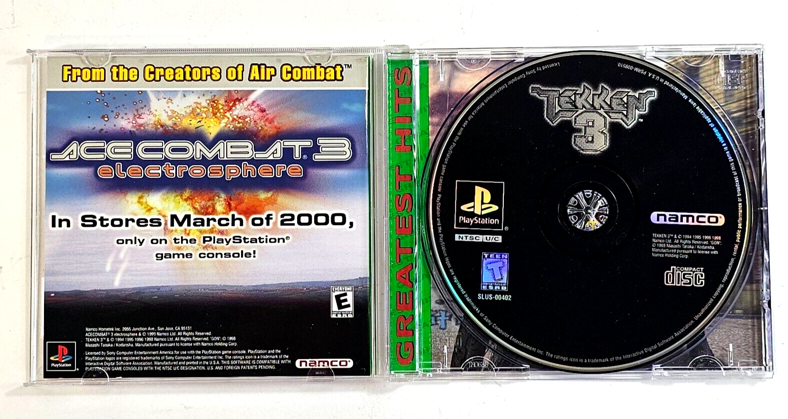 Tekken 3 (Sony PlayStation 1, 1998) Game Case Manual Registration - Tested