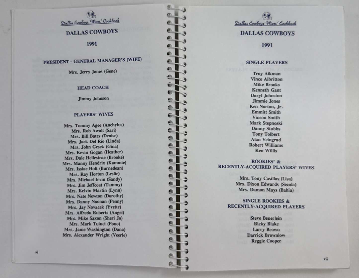 The Dallas Cowboys Wives Cookbook  (Paperback, 1991) First Edition