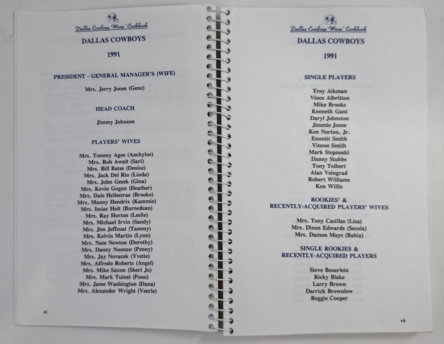 The Dallas Cowboys Wives Cookbook  (Paperback, 1991) First Edition