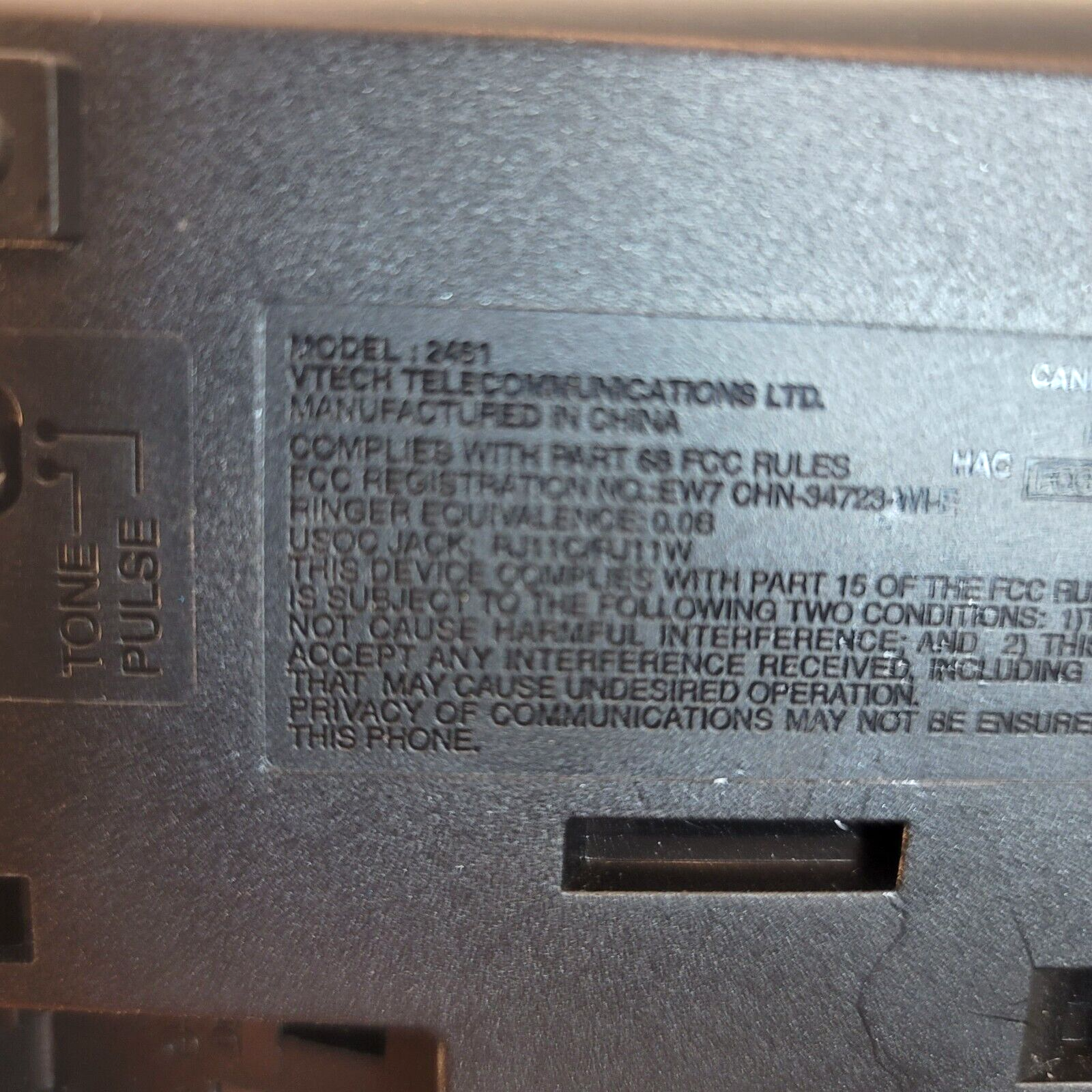 VTech 2.4V GIGA PHONE Cordless Phone Charging Base Model 2461 and Power Supply